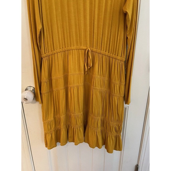 Anthropologie Ingrid Tiered-Ruffle Dress by Dolan Yellow Gold Knit Size XL NWOT - Picture 4 of 8